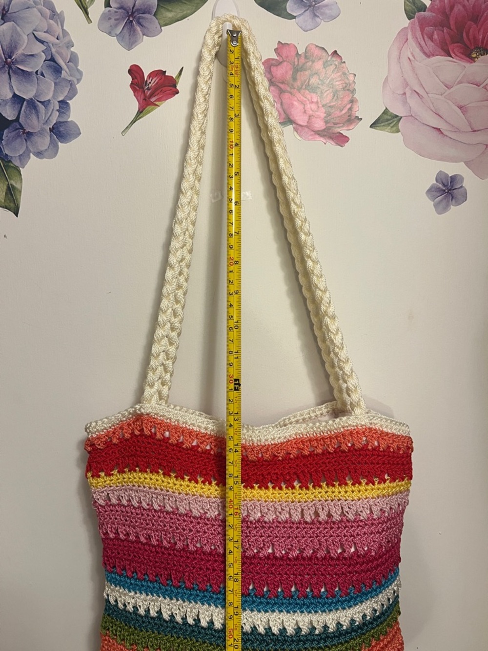 croft & barrow Multicolor Striped Crochet Shoulder Bag with Cream Rope Strap - Picture 6 of 10